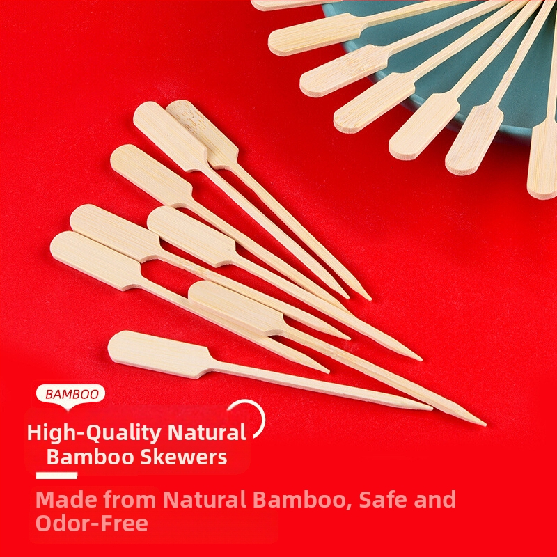 Vienkartiniai bambuso vaisių iešmeliai su įspaustu logotipu, šiuolaikiškas minimalistinis stilius, kokybiškas produktas