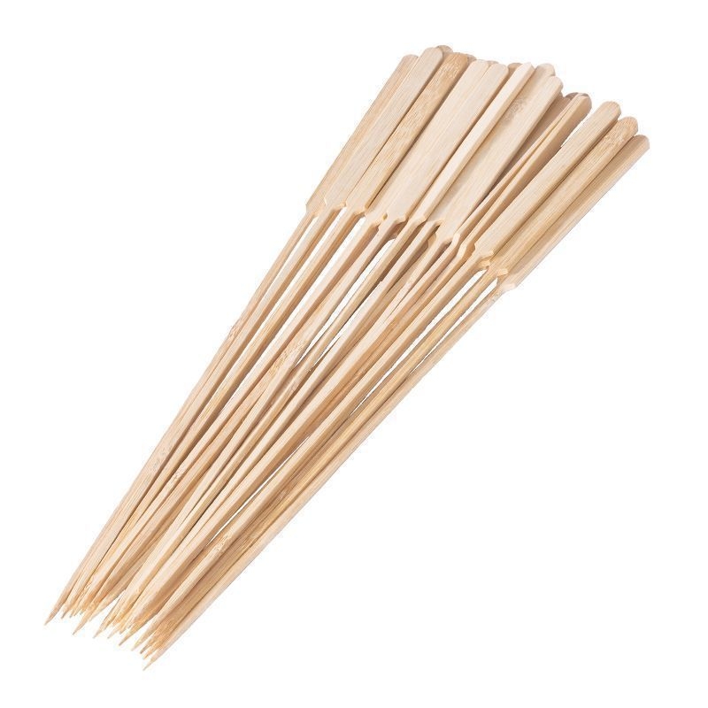 Egyszer használatos bambusz gyümölcsnyárs logóval nyomtatva, modern minimál stílus, minőségi termék