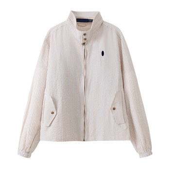 Ikdienas jaka ar priekšējo rāvējslēdzēju, lapeles apkakle, šaurs siluets, 90–95% kokvilna, izšūti motīvi