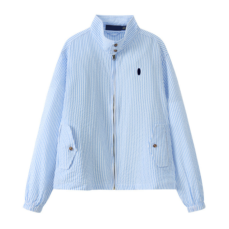 Ikdienas jaka ar priekšējo rāvējslēdzēju, lapeles apkakle, šaurs siluets, 90–95% kokvilna, izšūti motīvi