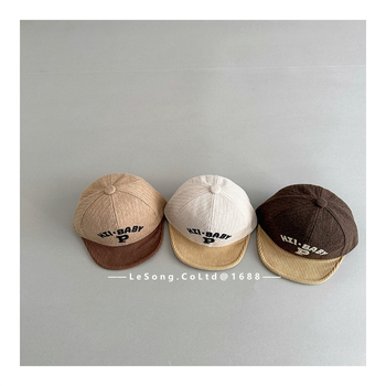 Korejiešu stila alfabēta bērnu cepure ziemai, kokvilnas, elpojoša, vēja izturīga, saules aizsardzība, vecuma 6-12 mēneši, 1-2 gadi, 2-4 gadi