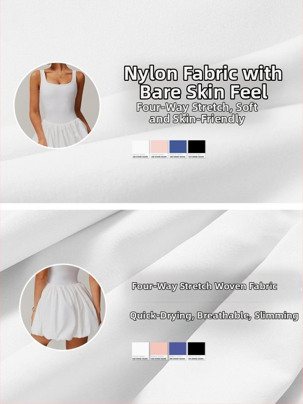 Yogaslim Sievietes neilona sporta kleita ar iebūvētu krūšu pildījumu, tenisa stila svārki ar kabatu
