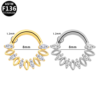 Nosački prsten od titanove legure s cirkonijem, srcolnog oblika, unisex, dijamantno brušenje