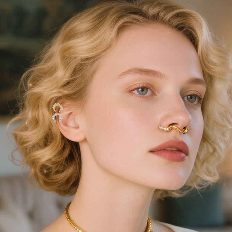 Nosački prsten od titanove legure s cirkonijem, srcolnog oblika, unisex, dijamantno brušenje