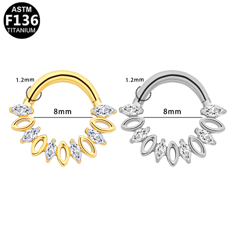 Nosački prsten od titanove legure s cirkonijem, srcolnog oblika, unisex, dijamantno brušenje