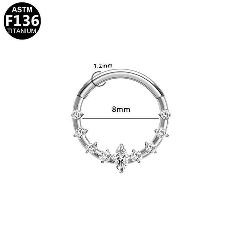 Nosački prsten od titanove legure s cirkonijem, srcolnog oblika, unisex, dijamantno brušenje