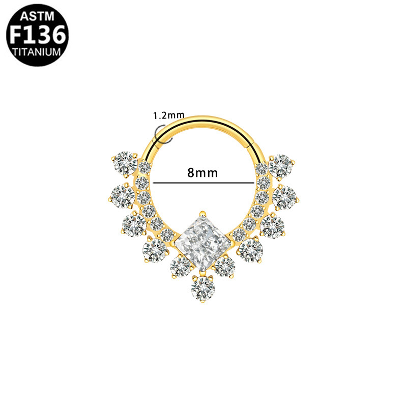 Nosački prsten od titanove legure s cirkonijem, srcolnog oblika, unisex, dijamantno brušenje