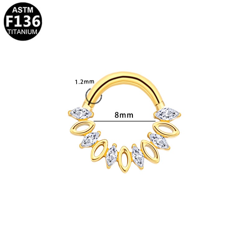 Nosački prsten od titanove legure s cirkonijem, srcolnog oblika, unisex, dijamantno brušenje