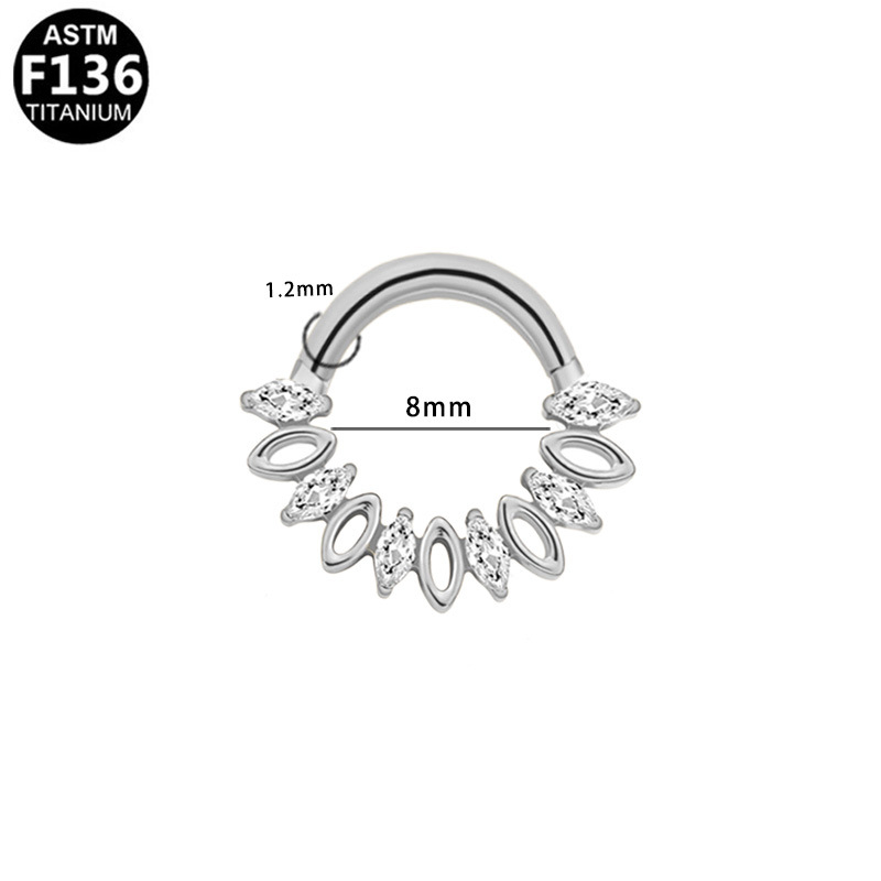 Nosački prsten od titanove legure s cirkonijem, srcolnog oblika, unisex, dijamantno brušenje