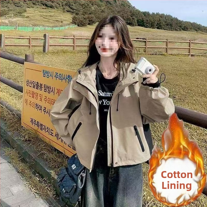 Moteriška dygsniuota striukė, Korėjos stiliaus, siauras kirpimas, rayon 70–80%, dirbtinė avis vilna, įprastos rankovės, baseball apykaklė, pavasaris 2025