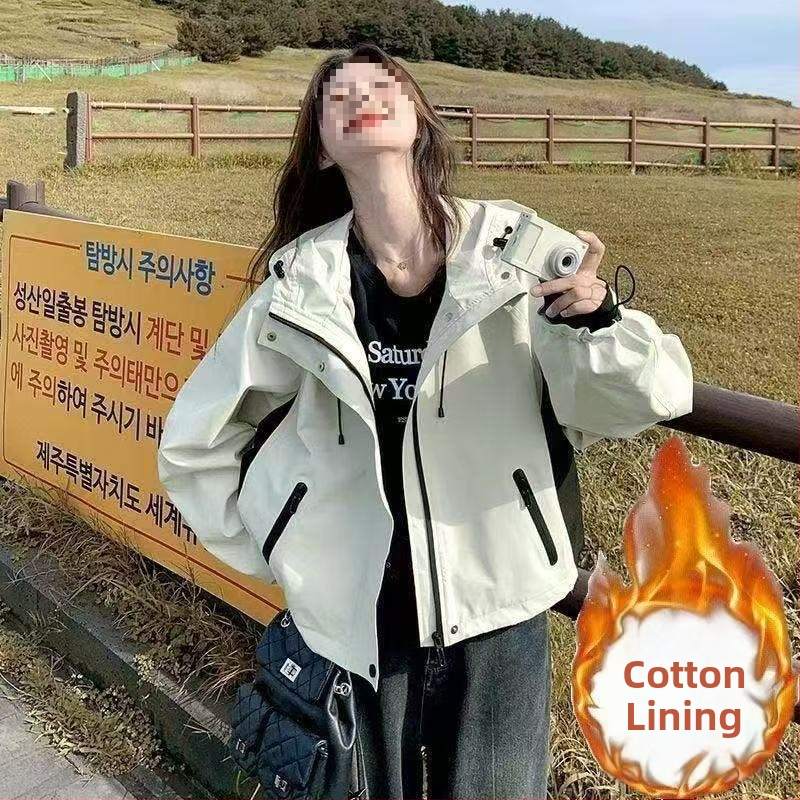 Moteriška dygsniuota striukė, Korėjos stiliaus, siauras kirpimas, rayon 70–80%, dirbtinė avis vilna, įprastos rankovės, baseball apykaklė, pavasaris 2025