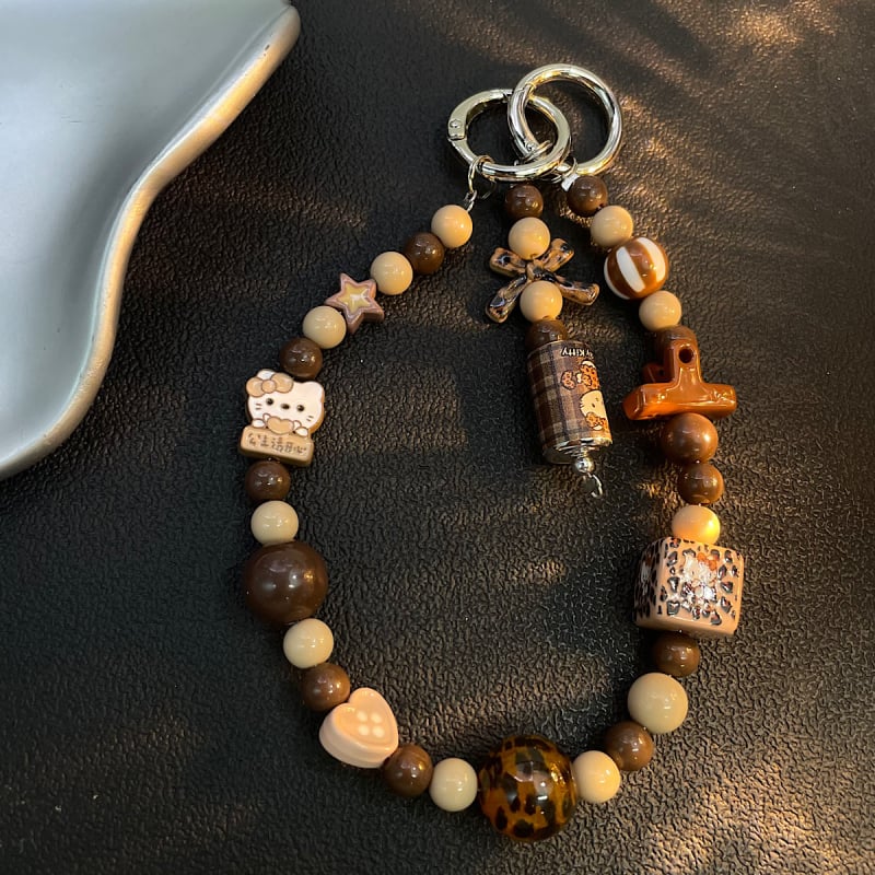 Мънистен шнур за мобилен телефон с мультяшно коте и мотив скейтборд; найлоново въже, пластмасова катарама, унисекс