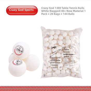 Galda tenisa bumbiņas mašīnām – Crazy God, PP materiāls, 3 zvaigznes, augsta elastība, iepakojums 144