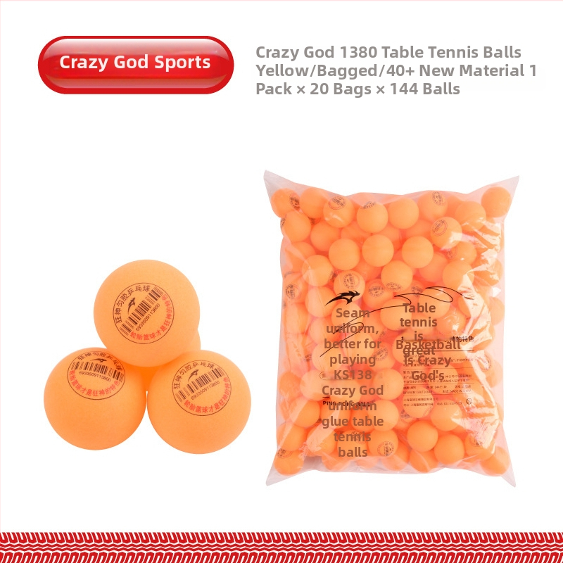 Galda tenisa bumbiņas mašīnām – Crazy God, PP materiāls, 3 zvaigznes, augsta elastība, iepakojums 144