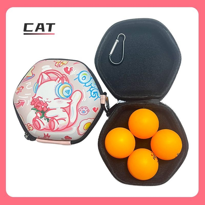 Cietā korpusa pingpong bumbiņu kārba, 4 bumbu komplekts, pārnēsājama un stilīga, PP materiāls.