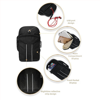 Unisex sporta rokas soma no Oxford auduma, ūdensizturīga, viegla, izturīga pret nodilumu, ar atstarojošiem elementiem