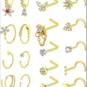 Set inele nazale din cupru, placare aur 14K prin electroplacare, design geometric, unisex