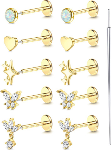 Set inele nazale din cupru, placare aur 14K prin electroplacare, design geometric, unisex