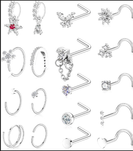 Set inele nazale din cupru, placare aur 14K prin electroplacare, design geometric, unisex