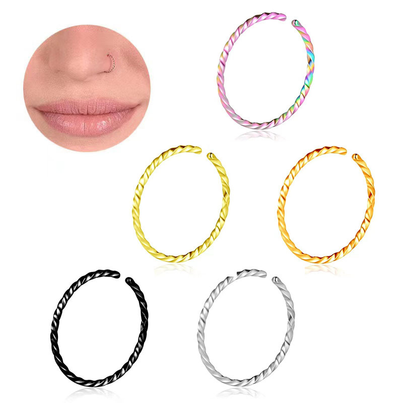 Rozsdamentes acél orrgyűrű – uniszex, geometriai kialakítás, polírozott felület