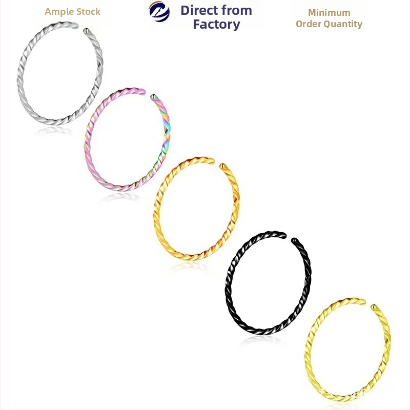 Nerūsējošā tērauda deguna gredzens – universāls, ģeometrisks dizains, pulēta virsma