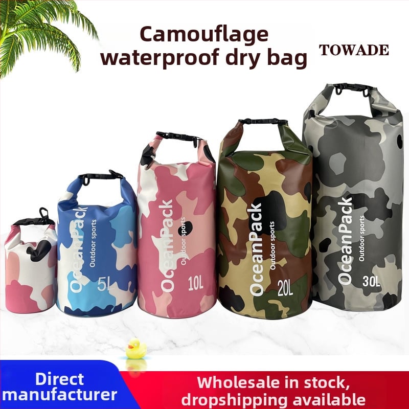 Ārējā ūdens soma – kamuflāžas 500D PVC režģis, brīvā laika/sporta/modes stils, zīmols TOWADE