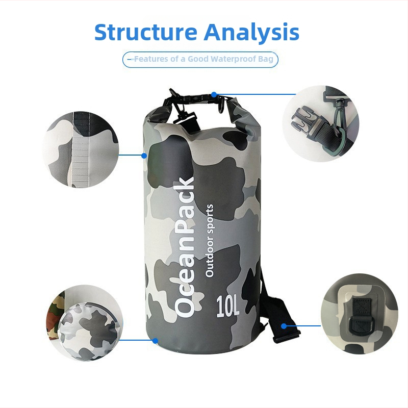 Ārējā ūdens soma – kamuflāžas 500D PVC režģis, brīvā laika/sporta/modes stils, zīmols TOWADE