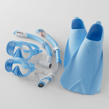 Set de snorkeling din trei piese pentru adulți și copii: mască de scufundare din silicon, snorkel uscat și înotătoare