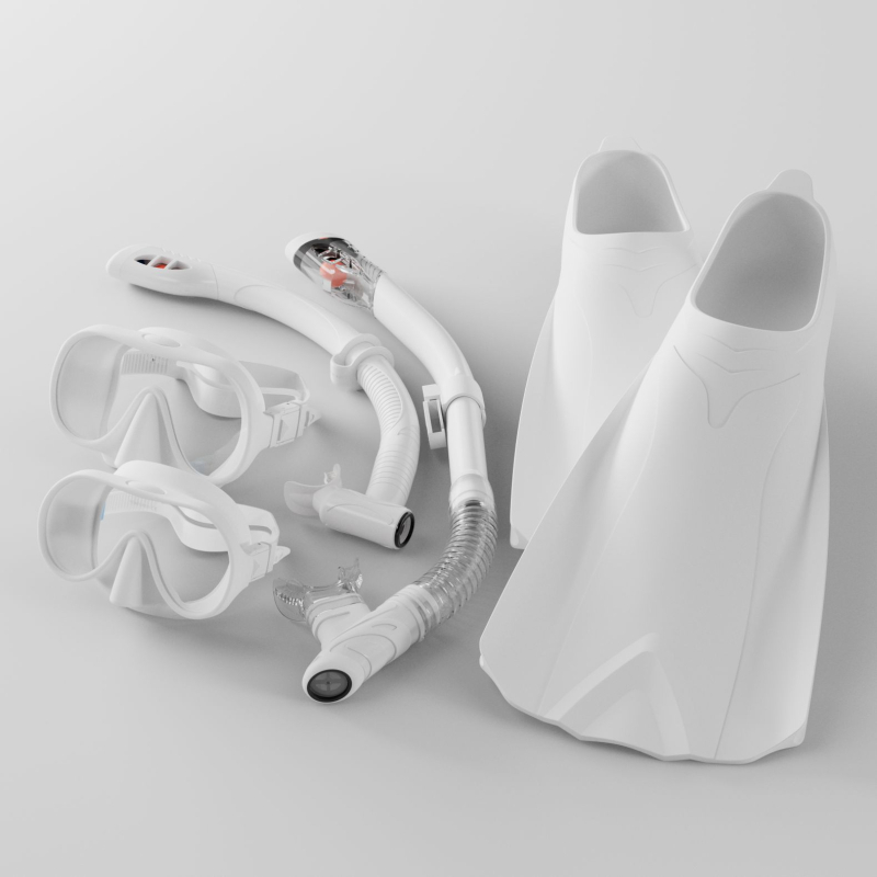 Set de snorkeling din trei piese pentru adulți și copii: mască de scufundare din silicon, snorkel uscat și înotătoare