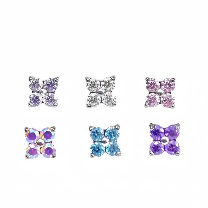 Обици от F136 титиева сплав, диамантена обработка, игла за ухо от титиева сплав, женски стил: Свеж и сладък