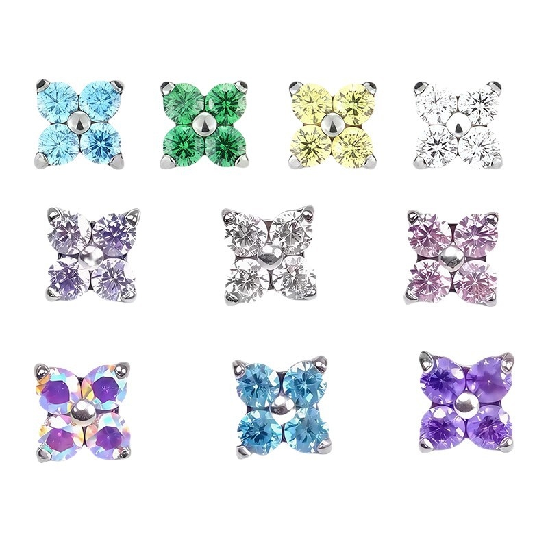 Обици от F136 титиева сплав, диамантена обработка, игла за ухо от титиева сплав, женски стил: Свеж и сладък