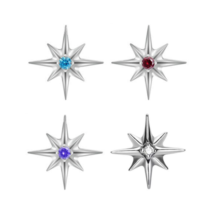 Обеци от титанови сплави с осмоъгълна звезда, вътрешна резба, полирани, унисекс, модел F136-35