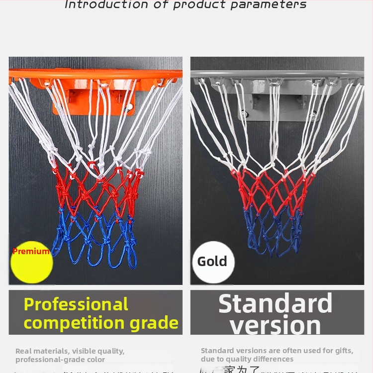 Basketbola tīklu grozs – paplašināts, biezs un izturīgs ārējai lietošanai; Materiāls: zīds; Piemērošana: basketbols; Apstrāde un pielāgošana: nav; Zīmols: Cits.
