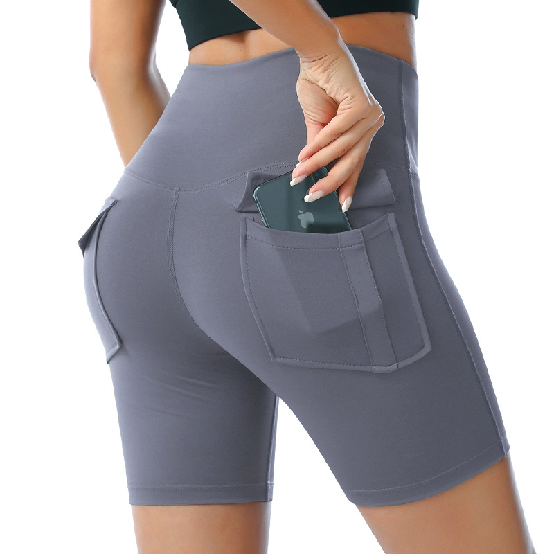 Sieviešu augstā vidukļa joga šorti, ātri žūst, mitruma vadība, audums 75% poliesters / 25% elastāns, slaids piegriezums