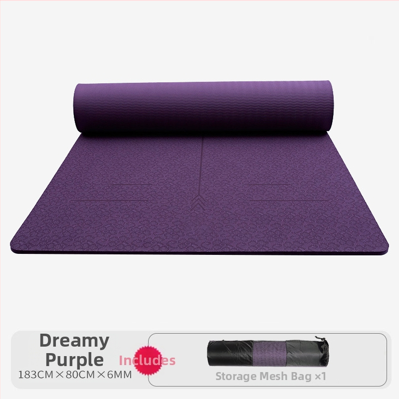 Joga kilimėlis - TPE, 1200 g, 6 mm, kūno linijos raštas, tinkamas fitnesui ir šokiui