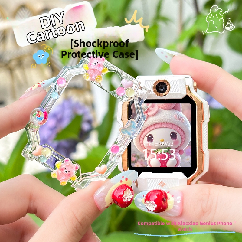 TPU kaitseümbris Little Genius nutikellale D2A/D3 ja Z11/Z10/Z9/Z8 jaoks, koos cartoon DIY figuuriga