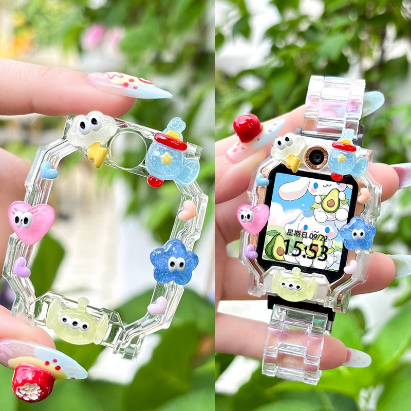 TPU kaitseümbris Little Genius nutikellale D2A/D3 ja Z11/Z10/Z9/Z8 jaoks, koos cartoon DIY figuuriga