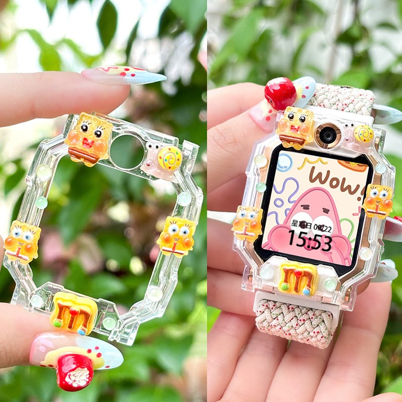 TPU kaitseümbris Little Genius nutikellale D2A/D3 ja Z11/Z10/Z9/Z8 jaoks, koos cartoon DIY figuuriga