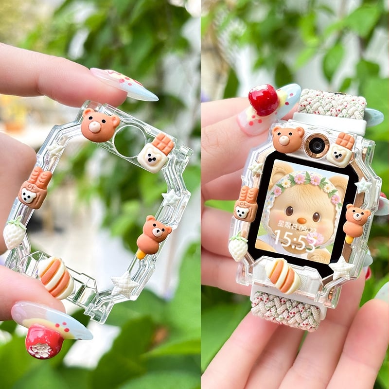 TPU kaitseümbris Little Genius nutikellale D2A/D3 ja Z11/Z10/Z9/Z8 jaoks, koos cartoon DIY figuuriga