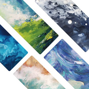 PU gumos jogos kilimėlis su aliejinės tapybos stiliaus raštu, neslidus, storis 5 mm, svoris 2,7 kg, peizažo dizainas, tinka jogai, fitnesui ir šokiui