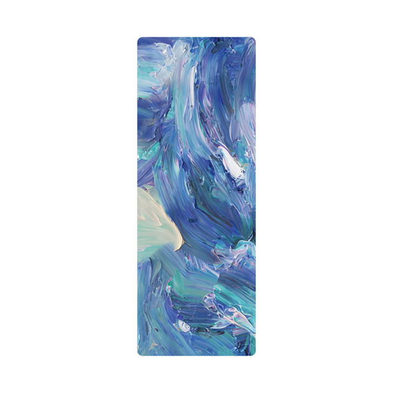 PU gumos jogos kilimėlis su aliejinės tapybos stiliaus raštu, neslidus, storis 5 mm, svoris 2,7 kg, peizažo dizainas, tinka jogai, fitnesui ir šokiui