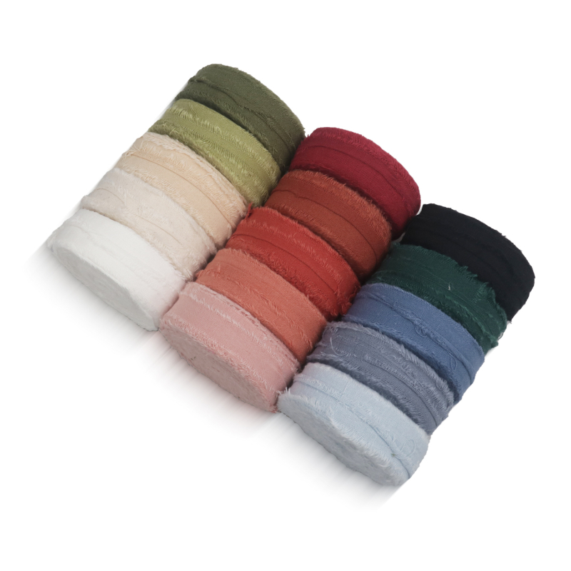 Pamut-len szalag, érdes széle, ajándékcsomagoláshoz és díszítéshez – Wending