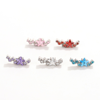 Обeци от титановата сплав с цирконова вложка, дизайн вълна/звезда/геометрия, унисекс