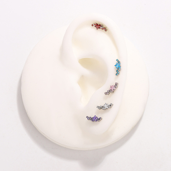 Обeци от титановата сплав с цирконова вложка, дизайн вълна/звезда/геометрия, унисекс