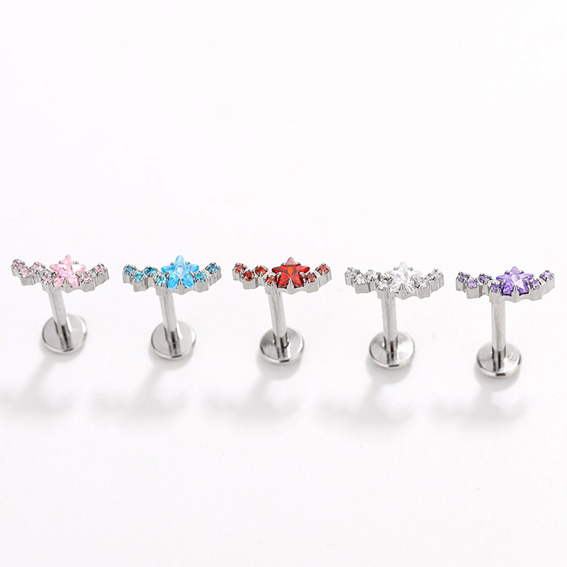 Обeци от титановата сплав с цирконова вложка, дизайн вълна/звезда/геометрия, унисекс