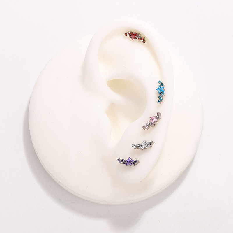 Обeци от титановата сплав с цирконова вложка, дизайн вълна/звезда/геометрия, унисекс