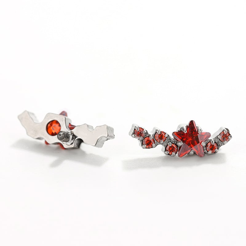 Обeци от титановата сплав с цирконова вложка, дизайн вълна/звезда/геометрия, унисекс