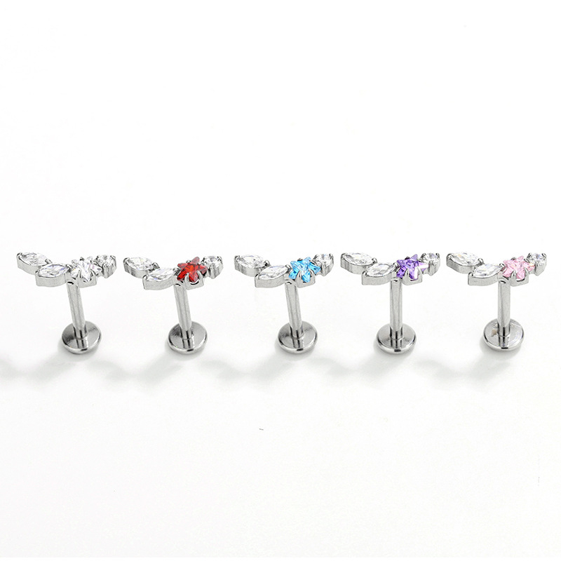 Озеци от G23 титиева сплав със циркониеви кристали, форми звезда и лист, приказен стил