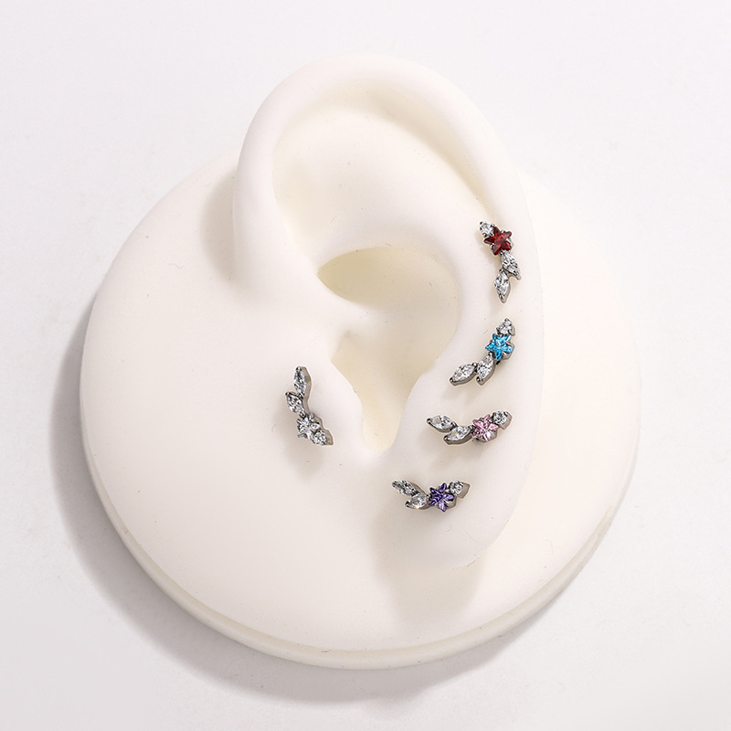 Озеци от G23 титиева сплав със циркониеви кристали, форми звезда и лист, приказен стил