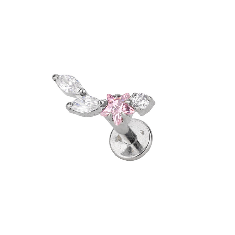 Озеци от G23 титиева сплав със циркониеви кристали, форми звезда и лист, приказен стил